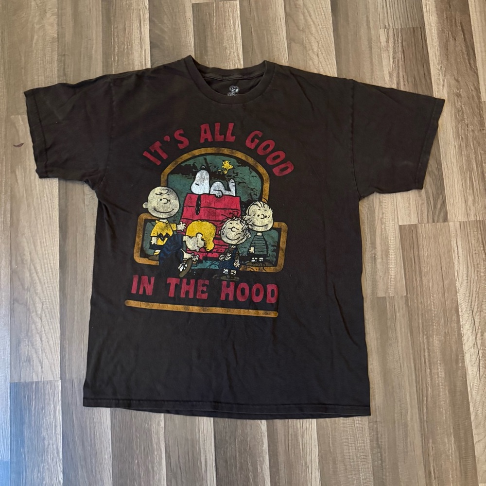 Peanuts Black Tee with Colorful Graphic